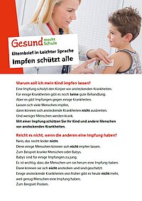 Elternbrief zum Thema "Impfen", in leichter Sprache.