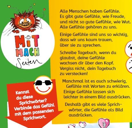 Arbeitsblatt für Kinder über Gefühle