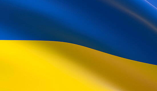 wehende Flagge der Ukraine