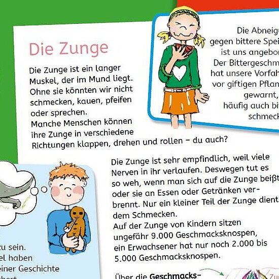 Arbeitsblatt für Kinder über die Zunge