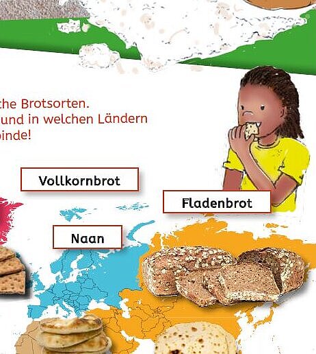 Arbeitsblatt für Kinder über Brot